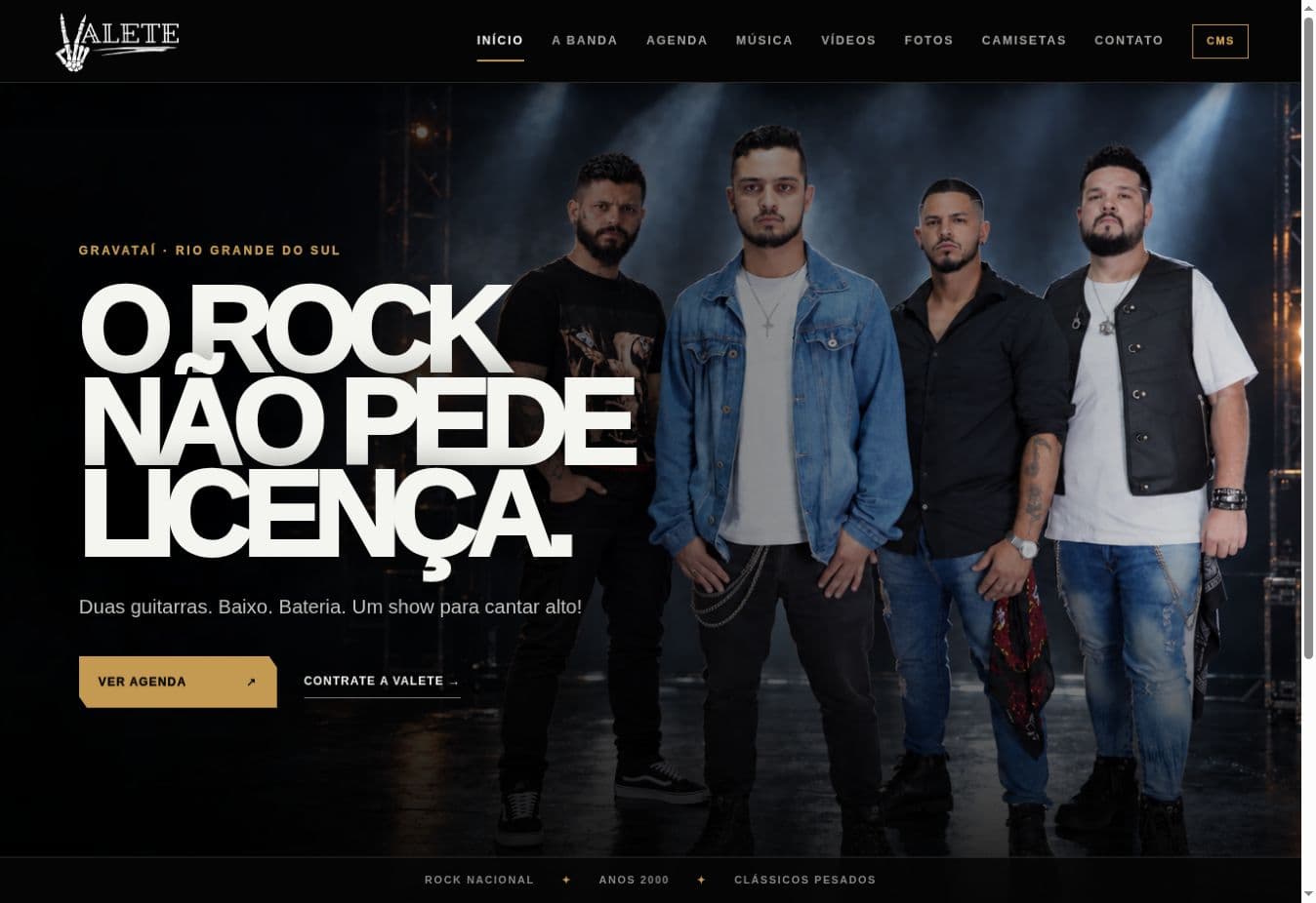 Página inicial de Banda Valete